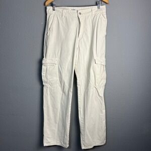 Pull&Bear Cargo Pants Utility Style‎ Gorpcore Streetwear Blokecore Ivory Sz 10